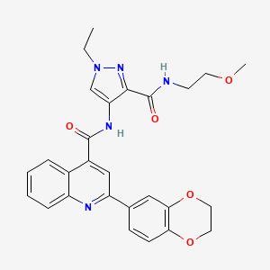 molecular formula C27H27N5O5 B4747566 2-(2,3-dihydro-1,4-benzodioxin-6-yl)-N-(1-ethyl-3-{[(2-methoxyethyl)amino]carbonyl}-1H-pyrazol-4-yl)-4-quinolinecarboxamide 