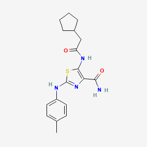 molecular formula C18H22N4O2S B4747593 5-[(cyclopentylacetyl)amino]-2-[(4-methylphenyl)amino]-1,3-thiazole-4-carboxamide 