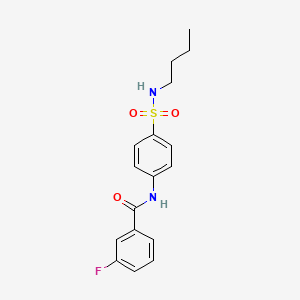 molecular formula C17H19FN2O3S B4747601 N-{4-[(butylamino)sulfonyl]phenyl}-3-fluorobenzamide 
