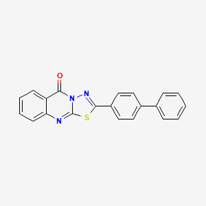 molecular formula C21H13N3OS B4747647 2-(4-biphenylyl)-5H-[1,3,4]thiadiazolo[2,3-b]quinazolin-5-one 