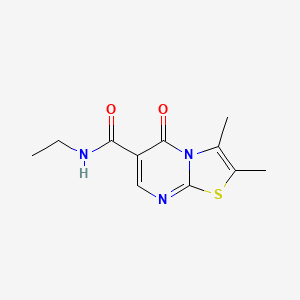 molecular formula C11H13N3O2S B4747650 N-ethyl-2,3-dimethyl-5-oxo-5H-[1,3]thiazolo[3,2-a]pyrimidine-6-carboxamide 