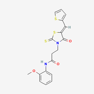molecular formula C18H16N2O3S3 B4747684 N-(2-methoxyphenyl)-3-[4-oxo-5-(2-thienylmethylene)-2-thioxo-1,3-thiazolidin-3-yl]propanamide 