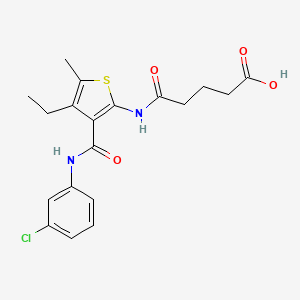 molecular formula C19H21ClN2O4S B4747708 5-[(3-{[(3-chlorophenyl)amino]carbonyl}-4-ethyl-5-methyl-2-thienyl)amino]-5-oxopentanoic acid 