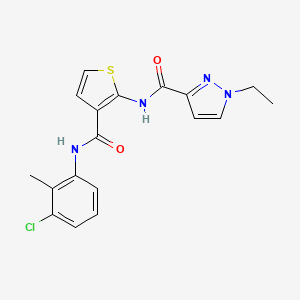 molecular formula C18H17ClN4O2S B4747729 N-(3-{[(3-chloro-2-methylphenyl)amino]carbonyl}-2-thienyl)-1-ethyl-1H-pyrazole-3-carboxamide 