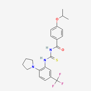 molecular formula C22H24F3N3O2S B4747730 4-isopropoxy-N-({[2-(1-pyrrolidinyl)-5-(trifluoromethyl)phenyl]amino}carbonothioyl)benzamide 