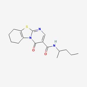 molecular formula C16H21N3O2S B4747733 N-(1-methylbutyl)-4-oxo-6,7,8,9-tetrahydro-4H-pyrimido[2,1-b][1,3]benzothiazole-3-carboxamide 