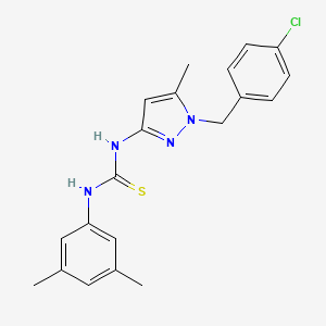 molecular formula C20H21ClN4S B4747753 N-[1-(4-chlorobenzyl)-5-methyl-1H-pyrazol-3-yl]-N'-(3,5-dimethylphenyl)thiourea 