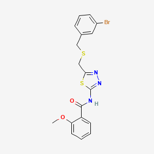 molecular formula C18H16BrN3O2S2 B4747761 N-(5-{[(3-bromobenzyl)thio]methyl}-1,3,4-thiadiazol-2-yl)-2-methoxybenzamide 