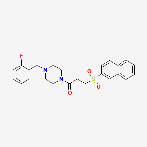 molecular formula C24H25FN2O3S B4747787 1-(2-fluorobenzyl)-4-[3-(2-naphthylsulfonyl)propanoyl]piperazine 