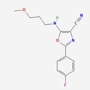 molecular formula C14H14FN3O2 B4747794 2-(4-fluorophenyl)-5-[(3-methoxypropyl)amino]-1,3-oxazole-4-carbonitrile 