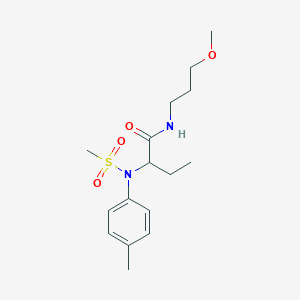 molecular formula C16H26N2O4S B4747801 N-(3-methoxypropyl)-2-[(4-methylphenyl)(methylsulfonyl)amino]butanamide 