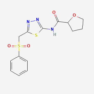 molecular formula C14H15N3O4S2 B4747819 N-{5-[(phenylsulfonyl)methyl]-1,3,4-thiadiazol-2-yl}tetrahydro-2-furancarboxamide 