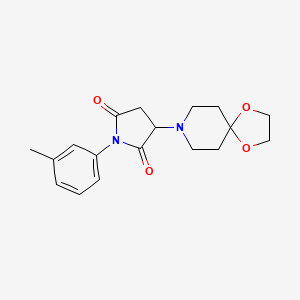 molecular formula C18H22N2O4 B4747820 3-(1,4-dioxa-8-azaspiro[4.5]dec-8-yl)-1-(3-methylphenyl)-2,5-pyrrolidinedione 