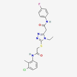 molecular formula C21H21ClFN5O2S B4747880 2-[5-({2-[(3-chloro-2-methylphenyl)amino]-2-oxoethyl}thio)-4-ethyl-4H-1,2,4-triazol-3-yl]-N-(4-fluorophenyl)acetamide 