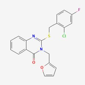 molecular formula C20H14ClFN2O2S B4747909 2-[(2-chloro-4-fluorobenzyl)thio]-3-(2-furylmethyl)-4(3H)-quinazolinone 