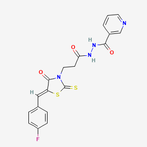 molecular formula C19H15FN4O3S2 B4747976 N'-{3-[5-(4-fluorobenzylidene)-4-oxo-2-thioxo-1,3-thiazolidin-3-yl]propanoyl}nicotinohydrazide 