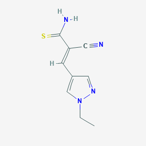 molecular formula C9H10N4S B4747977 2-cyano-3-(1-ethyl-1H-pyrazol-4-yl)-2-propenethioamide 