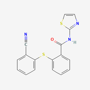 molecular formula C17H11N3OS2 B4747981 2-[(2-cyanophenyl)thio]-N-1,3-thiazol-2-ylbenzamide 