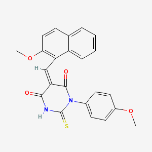 molecular formula C23H18N2O4S B4748029 5-[(2-methoxy-1-naphthyl)methylene]-1-(4-methoxyphenyl)-2-thioxodihydro-4,6(1H,5H)-pyrimidinedione 