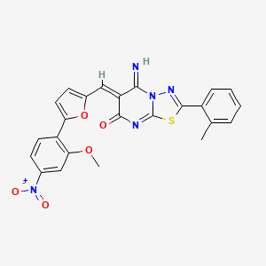 molecular formula C24H17N5O5S B4748046 5-imino-6-{[5-(2-methoxy-4-nitrophenyl)-2-furyl]methylene}-2-(2-methylphenyl)-5,6-dihydro-7H-[1,3,4]thiadiazolo[3,2-a]pyrimidin-7-one 