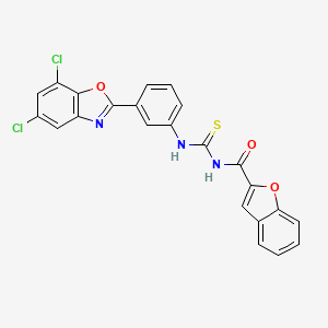 molecular formula C23H13Cl2N3O3S B4748071 N-({[3-(5,7-dichloro-1,3-benzoxazol-2-yl)phenyl]amino}carbonothioyl)-1-benzofuran-2-carboxamide 