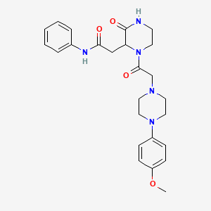 molecular formula C25H31N5O4 B4748078 2-(1-{[4-(4-methoxyphenyl)-1-piperazinyl]acetyl}-3-oxo-2-piperazinyl)-N-phenylacetamide 