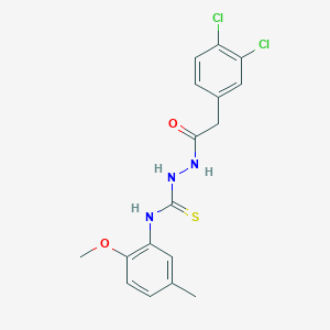 molecular formula C17H17Cl2N3O2S B4748096 2-[(3,4-dichlorophenyl)acetyl]-N-(2-methoxy-5-methylphenyl)hydrazinecarbothioamide 