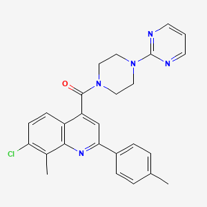 molecular formula C26H24ClN5O B4748103 7-chloro-8-methyl-2-(4-methylphenyl)-4-{[4-(2-pyrimidinyl)-1-piperazinyl]carbonyl}quinoline 