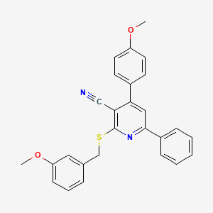 molecular formula C27H22N2O2S B4748121 2-[(3-methoxybenzyl)thio]-4-(4-methoxyphenyl)-6-phenylnicotinonitrile 