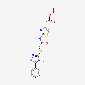 ethyl [2-({[(4-methyl-5-phenyl-4H-1,2,4-triazol-3-yl)thio]acetyl}amino)-1,3-thiazol-4-yl]acetate
