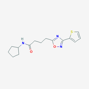 molecular formula C15H19N3O2S B4748180 N-cyclopentyl-4-[3-(2-thienyl)-1,2,4-oxadiazol-5-yl]butanamide 
