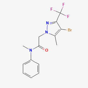 molecular formula C14H13BrF3N3O B4748225 2-[4-bromo-5-methyl-3-(trifluoromethyl)-1H-pyrazol-1-yl]-N-methyl-N-phenylacetamide 
