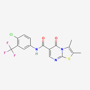 molecular formula C16H11ClF3N3O2S B4748263 N-[4-chloro-3-(trifluoromethyl)phenyl]-2,3-dimethyl-5-oxo-5H-[1,3]thiazolo[3,2-a]pyrimidine-6-carboxamide 