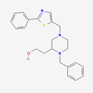 molecular formula C23H27N3OS B4748276 2-{1-benzyl-4-[(2-phenyl-1,3-thiazol-5-yl)methyl]-2-piperazinyl}ethanol 