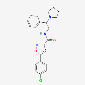 molecular formula C22H22ClN3O2 B4748284 5-(4-chlorophenyl)-N-[2-phenyl-2-(1-pyrrolidinyl)ethyl]-3-isoxazolecarboxamide 