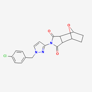 molecular formula C18H16ClN3O3 B4748311 4-[1-(4-chlorobenzyl)-1H-pyrazol-3-yl]-10-oxa-4-azatricyclo[5.2.1.0~2,6~]decane-3,5-dione 