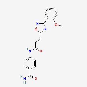 molecular formula C19H18N4O4 B4748337 4-({3-[3-(2-methoxyphenyl)-1,2,4-oxadiazol-5-yl]propanoyl}amino)benzamide 