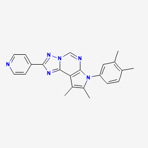 molecular formula C22H20N6 B4748358 7-(3,4-dimethylphenyl)-8,9-dimethyl-2-(4-pyridinyl)-7H-pyrrolo[3,2-e][1,2,4]triazolo[1,5-c]pyrimidine 