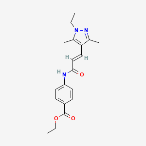 molecular formula C19H23N3O3 B4748366 ethyl 4-{[3-(1-ethyl-3,5-dimethyl-1H-pyrazol-4-yl)acryloyl]amino}benzoate 