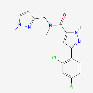 molecular formula C16H15Cl2N5O B4748391 5-(2,4-dichlorophenyl)-N-methyl-N-[(1-methyl-1H-pyrazol-3-yl)methyl]-1H-pyrazole-3-carboxamide 