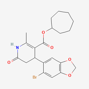 molecular formula C21H24BrNO5 B4748400 cycloheptyl 4-(6-bromo-1,3-benzodioxol-5-yl)-2-methyl-6-oxo-1,4,5,6-tetrahydro-3-pyridinecarboxylate 