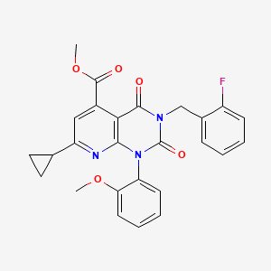 molecular formula C26H22FN3O5 B4748439 methyl 7-cyclopropyl-3-(2-fluorobenzyl)-1-(2-methoxyphenyl)-2,4-dioxo-1,2,3,4-tetrahydropyrido[2,3-d]pyrimidine-5-carboxylate 