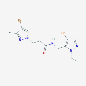 molecular formula C13H17Br2N5O B4748453 N-[(4-bromo-1-ethyl-1H-pyrazol-5-yl)methyl]-3-(4-bromo-3-methyl-1H-pyrazol-1-yl)propanamide 