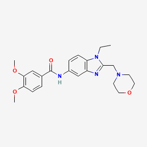 molecular formula C23H28N4O4 B4748502 N-[1-ethyl-2-(4-morpholinylmethyl)-1H-benzimidazol-5-yl]-3,4-dimethoxybenzamide 