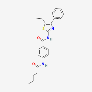molecular formula C23H25N3O2S B4748569 N-(5-ethyl-4-phenyl-1,3-thiazol-2-yl)-4-(pentanoylamino)benzamide 