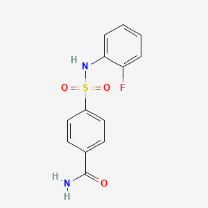 molecular formula C13H11FN2O3S B4748613 4-{[(2-fluorophenyl)amino]sulfonyl}benzamide 