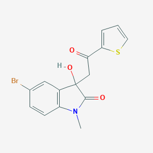 molecular formula C15H12BrNO3S B474864 5-bromo-3-hydroxy-1-methyl-3-[2-oxo-2-(thiophen-2-yl)ethyl]-1,3-dihydro-2H-indol-2-one CAS No. 356075-56-4