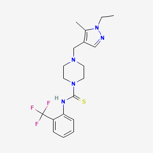 molecular formula C19H24F3N5S B4748646 4-[(1-ethyl-5-methyl-1H-pyrazol-4-yl)methyl]-N-[2-(trifluoromethyl)phenyl]-1-piperazinecarbothioamide 