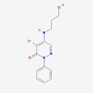 molecular formula C13H14BrN3O2 B4748659 4-bromo-5-[(3-hydroxypropyl)amino]-2-phenyl-3(2H)-pyridazinone 