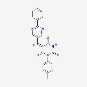 molecular formula C22H16N4O3 B4748700 1-(4-methylphenyl)-5-[(2-phenyl-5-pyrimidinyl)methylene]-2,4,6(1H,3H,5H)-pyrimidinetrione 
